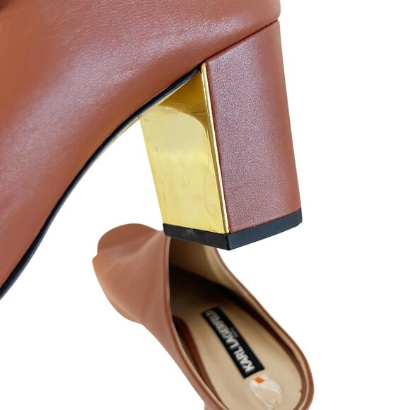 KARL LAGERFELD Jensen Slide Sandal In Siena Brown Leather Women’s Size 5.5 M - Picture 2 of 11